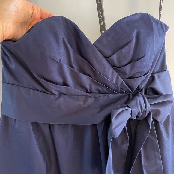 Bill Levkoff Navy Formal Strapless Sweetheart Neckline Dress || SZ 12 - Picture 9 of 12